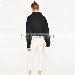 Peg-leg Trousers Cotton White Pants for Women thumbnail-3
