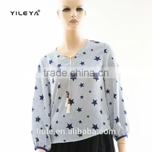 Fashion Design Summer Blouses for Women Loose Women Fashion Style Short Sleeved Printing Blouse for Women thumbnail-1