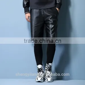 Mens Fashion Hip-hop Streetwear Leather Shorts/middle Pants thumbnail-1