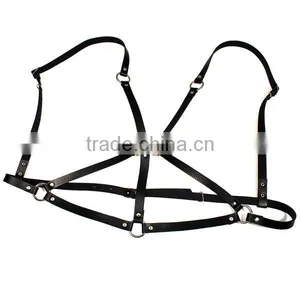 Real Leather Crossover Adult Suspenders Black thumbnail-1