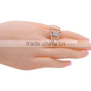 Gold-plated Rhinestone Letters Love Double Finger Spiral Rings thumbnail-2