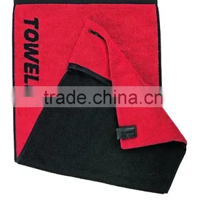 100 Cotton With Zipper Pouch or Pocket Fitness Towel thumbnail-1