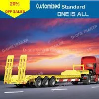 China Heavy Duty 3 Axles 30ton to 60ton Low Bed Truck Semi Trailer thumbnail-1