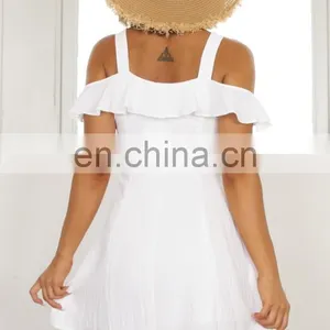 Mature Women Button Through Front Mini Dress in White thumbnail-5