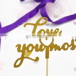 New Design Love You Most Cake Topper Wedding Cake Decorations thumbnail-2
