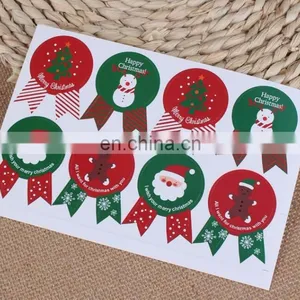 Hot Sale Badge Shape Red And Green Christmas Box Bag Label Baking Bag Sealing Sticker Baby Shower Gift Decoration Craft Packing thumbnail-1