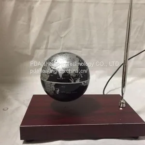 Rectangle Red Wooden Base Floating Globe With a Pen thumbnail-1
