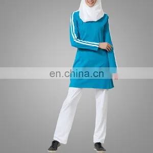 Beautiful Girls Contrast Trim Sportwear Tops Fashion Blue Ladies Tunics thumbnail-2