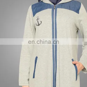 Soft Joint Denim Sport Wear Two Pieces Cotton Muslim Sportive Women Dress Long Dress thumbnail-4