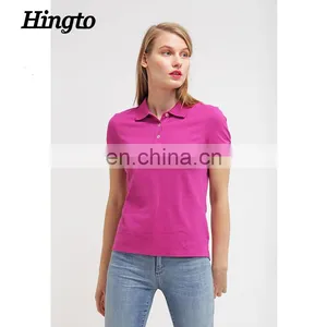 China Cheap Women Work Uniform Polo t Shirts Blank Pink Design thumbnail-1