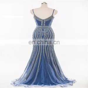 Robe De Soiree Evening Dresses Party Gold Color Red Royal Blue Tulle Crystal Occasion Formal Women Prom Dress Long thumbnail-2