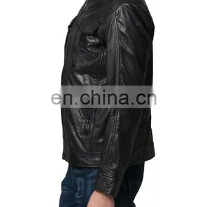 Soft Smooth Sheep Skin Leather Jackets Black Clour thumbnail-3