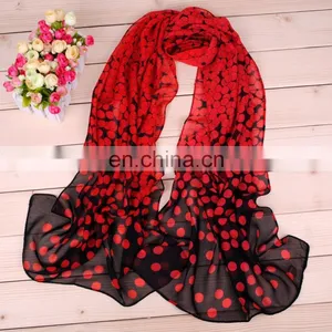 100% Polyester Voile Printed Cheap Fashion Chiffon Lady Scarves thumbnail-3