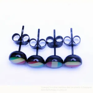 Factory Direct Sale Foreign Trade Ornament Stainless Steel Dripping Oil Ear Nail Titanium Steel Human Body Puncture Butterfly Button Earrings Wholesale thumbnail-3