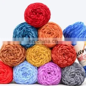 5mm Thickness for Hand Knitting and Crochet Velvet Yarn 100% Polyester Chenille Yarn for Hats and Scarfs thumbnail-1