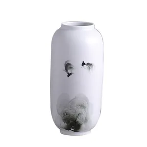 Classical Creative Abstract Modern Simple Lotus Pond Inlay Flat And Round Ceravise Vase thumbnail-5