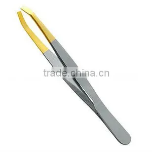 Fine Eyebrow Tweezer, Gold Tweezer, Hair Removal Tweezer, Slanted Tweezer thumbnail-1