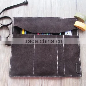 Vintage Style Cow Leather Cosmetic Organizer Bag Large Capacity Pen Holder Organizer thumbnail-3
