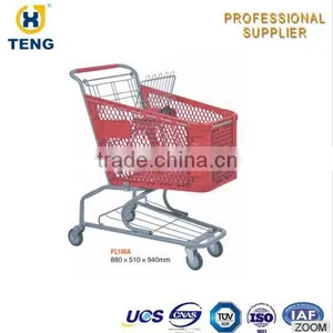 Red Plastic Unfolding Vegetables Shopping Trolley 100A thumbnail-1