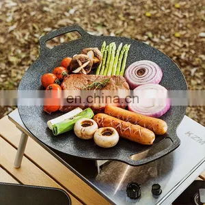 Barbecue Platter Portable Domestic Outdoor Barbecue Platter Round Steak Pan With Handle Barbecue Pan thumbnail-1