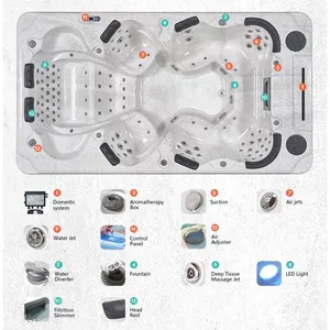 Factory Supply Deluxe Massage Spa Tub Outdoor Whirlpool Hot Tubs for 8 Persons thumbnail-2