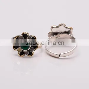 EMERALD TOE RING ,925 Sterling Silver Jewelry Wholesale,WHOLESALE SILVER JEWELRY,SILVER EXPORTER,SILVER JEWELRY FROM INDIA thumbnail-1