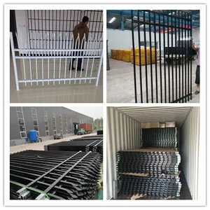 Customized Design Galvanized Steel Rods Wrought Iron Square Round Tube Boundary Wall Panel Cheap Home Garden Steel Fence Panel thumbnail-6