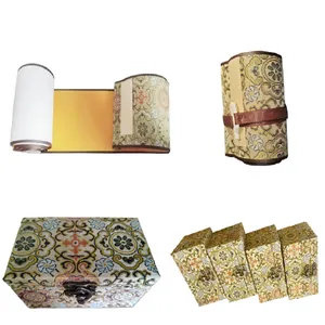 Buddhism Yellow Eternal Blue Xuan Paper Calligraphy Paper Hand Scroll Song Brocade Box Set of Writing The Heart of Sutra thumbnail-4