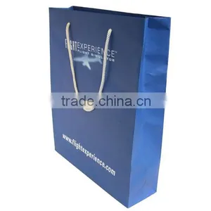 Custom Made Recycled Blue Paer Bag/carrier Bag With Nylon Rope thumbnail-1