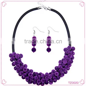 Wholesale New Arriva Personality Statement Jewelry Set Warm Plush Leather Chain Necklace Set thumbnail-1