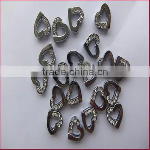 Special Price 10mm Half Rhinestone Heart Slide Charms for Pet Collar thumbnail-3