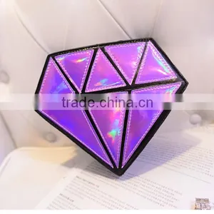 Popular Diamond Shaped Evening Bag Shining pu Chain Bag thumbnail-3