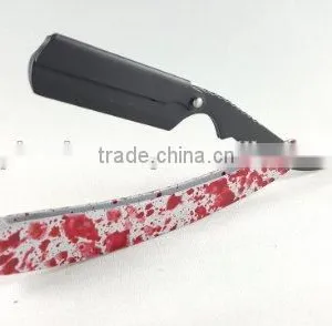 Matted Straight Razor With Spotted Red Color Handle thumbnail-1