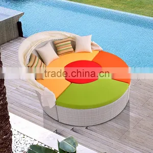 Muebles De Jardin Daybed Garden Rattan Lounge Bed Garden Polyrattan Round Daybed thumbnail-2