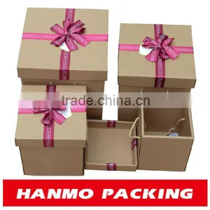 Decorative Recycled Kraft Paper Gift Boxes With Bow thumbnail-1