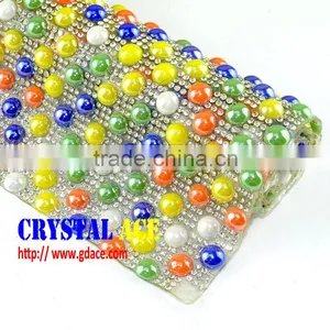 Factory Wholesale Heat Transfer Ceramic Rhinestone Mesh Sheet in Colors, Hot Fix Rhinestone Mesh Roll Trims for Decoration thumbnail-2