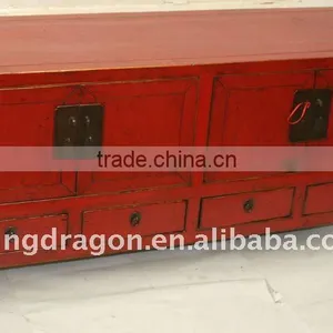 Chinese Antique Red Colour Kang Cabinet With Four Drawer Four Door 138*46*65cm thumbnail-1