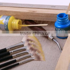 Wholesale 5pcs Set Fan Shape Wooden Handle Artsit Paint Brush thumbnail-3