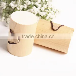Custom Empty Cylindrical Wooden Gift Box With Lid thumbnail-1