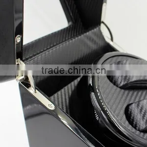 Custom Black Wooden 2 Slot Automatic Carbon Fiber Watch Winder thumbnail-4