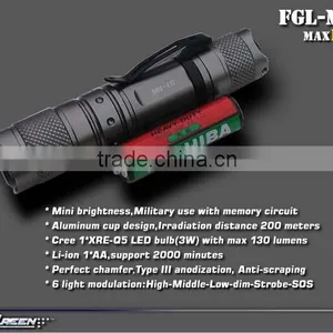 AA Battery Hard Anodization Q5 Dimmer Flashlight thumbnail-2