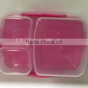Plastic 3 Compartment Lunch Box Kids Lunch Box Transparent Plastic thumbnail-3