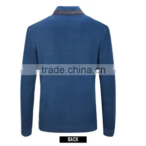 A Quarter of the Button Design Leisure Men Sweater Blue Collar and Easy Clothing thumbnail-2