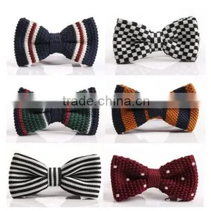 Cheap Professional Stripes Silk Knitting Bow Ties thumbnail-1