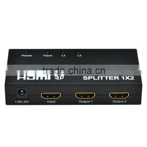 CHEERLINK 1 x 2 1080P 3D Mini HDMI 1.3b Splitter w/ EU Plug Power Adapter - Black thumbnail-1