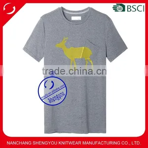 Custom Crew Neck Digital Printing Pocket t Shirt for Sublimation Printing thumbnail-1