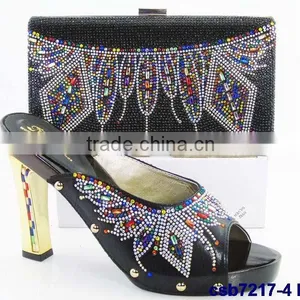 CSB7217 Top Fashion Latest Fashion Woman Italy Style High Heel Shoes and Glitter Bags thumbnail-4