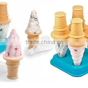 Tovolo Ice Cream Cone Pop Moulds Plastic Ice Cream Popsicle Molds Ice Pop Candy Mould 4 Pcs thumbnail-2