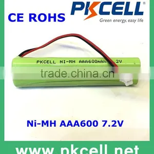 6pcs 1.2V 600mAh AAA NiMH Battery Pack, With Wire and Connector thumbnail-1