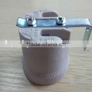 E27 Porcelain/Ceramic Lampholder F519 With Iron Bracket thumbnail-1